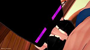 Girlfriend uses Enderman mask to play hentai 3D