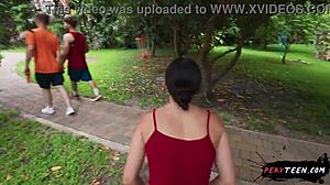 Fucking Hard in Public Park with People Watching Nearby!