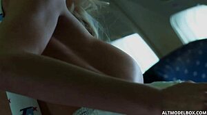 stunning hostesses explore toys and squirting together in boing 777 cabin.