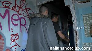 outdoor threesome action with a horny blonde guy