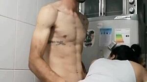 Passionate amateur sex heats up in the kitchen with young Latina