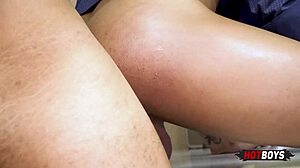 the young tattooed stud takes control and fucks his boss in pov anal scene