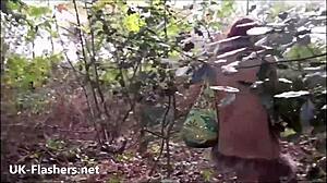 amateur redhead takes risks in public outdoor settings