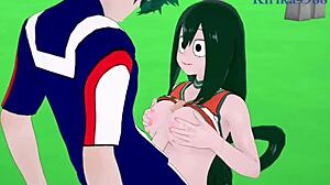 tsuyu asui and kyoka jiro and izuku midoriya intense sex - my hero academia hentai