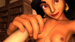 In this parody, Jasmine eagerly spreads her legs for Flynn from Aladdin and Tangled.
