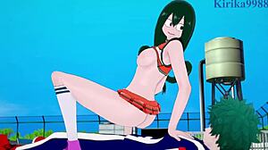 tsuyu asui and kyoka jiro and izuku midoriya intense sex - my hero academia hentai