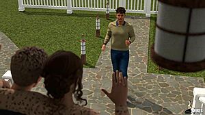 Geile student sluipt wilde neuk met oom's hete nerdy vrouw. Die grote tieten maken hem gek!