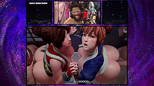 mai and kasumi get fucked from behind and creampied in their ass in hentai cartoon.
