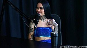 evelyn buarque teases in sheer red on preliminares podcast with bia hot