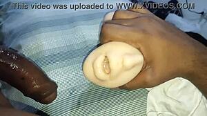 In this gay scene, placing it in the doll with care.