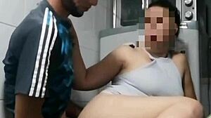 Passionate amateur sex heats up in the kitchen with young Latina