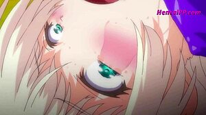 Two hot babes fucking on the sports field in hentai group threesome