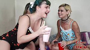 gf throws party, i call bf to bang her and friends