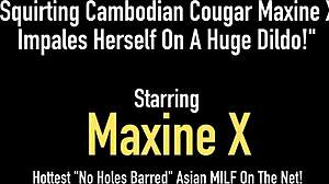 Cambodian Cougar Maxine X Uses Toys For Squirting Deepthroat And Dildo Impalement