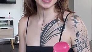 Backstage Blowjob by Tattooed Teen with Anal Toys