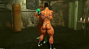 Blonde Boxer Trains With Gloves In The Ring