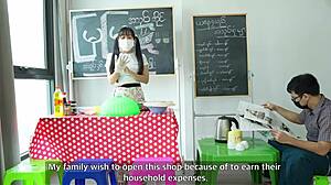 Yo, this Asian girl gets slammed hardcore in her shop!