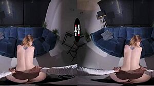 in the dark room vr, the redhead gets punished with blowjob and handjob