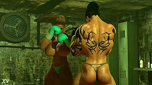 Blonde Boxer Trains With Gloves In The Ring