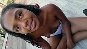 a cute latina babe deepthroats the whole load casually