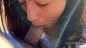 Teen 18+ swallows cum in mouth during outdoor public deepthroat oral adventure.