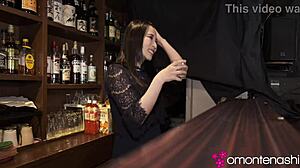 Man, negotiating with this hot bar owner for porn was wild—check her stunning breasts and threesome creampie! 😍