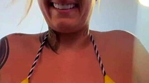 African amateur wet pussy in gym bikini thong public