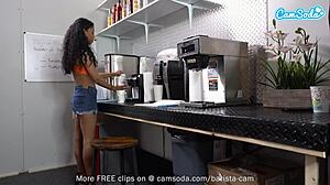 Cute Ebony Teen Plays with Big Nipples on Webcam Shift