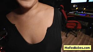 horny brunette nia bleu sucks brett maker's huge cock good