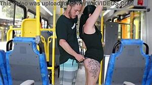 Old Creep Gropes and Masturbates on Brunette in Crowded Bus