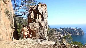 I seen this hot couple having sex outdoor on the path, amateur style.