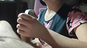 한국 미녀, 자지 마사지로 정액 피니시