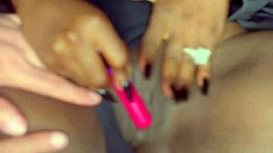 Sexy Black Model Pleasures Herself with Vibrator for White Guy in Steamy Session