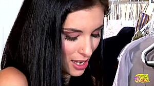 MILF strapon fucks lesbian friend doggy.