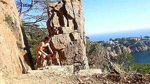 I seen this hot couple having sex outdoor on the path, amateur style.