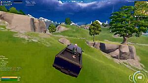 Playing Fortnite with bisexual transgender in doggystyle action