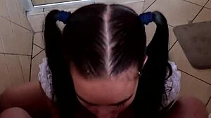 Blumpkin Whore Sucks and Jerks Cock with Spitting and Slapping for Cum Facial