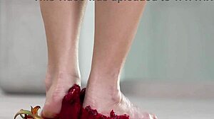 watch her crush fruits with bare feet?