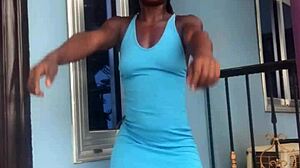 crazy bitch twerking on the balcony, showing off her moves outdoors