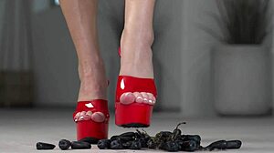 watch her crush fruits with bare feet?