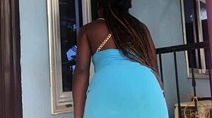 crazy bitch twerking on the balcony, showing off her moves outdoors