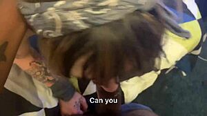 Tattooed Teen Sucks Monster Cock Deepthroat