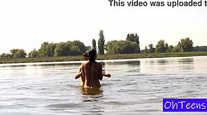 Big-titted Erika and Karol flash huge naturals in public Czech streets for free video fun