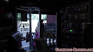 gloryhole slut takes creampie