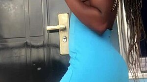 crazy bitch twerking on the balcony, showing off her moves outdoors