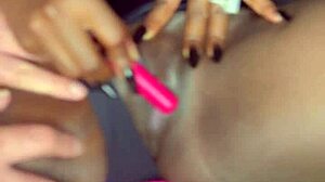 Sexy Black Model Pleasures Herself with Vibrator for White Guy in Steamy Session