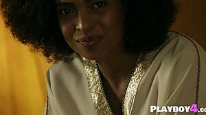 Black milf strips and dances before sexy babe reveal! 🔥