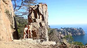 I seen this hot couple having sex outdoor on the path, amateur style.