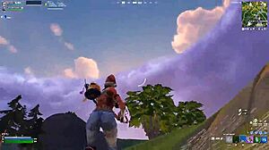 Playing Fortnite with bisexual transgender in doggystyle action