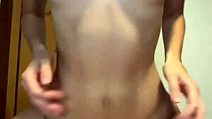 Damn! Amateur cowgirl with perfect tits rides hard in dorm!